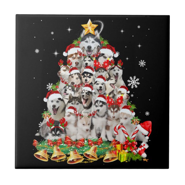 Carreau Sibérie des lumières des arbres de Noël | chien xm (Devant)