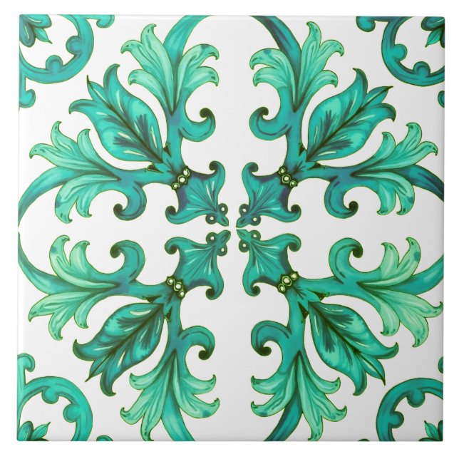 Carreau sicilien, été, citron, mosaïque, vert, (Devant)