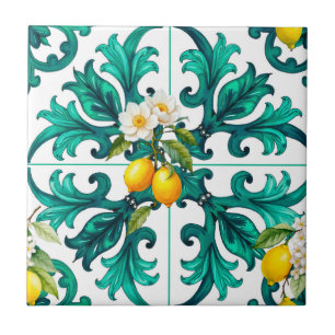 Carreau sicilien, été, citron, mosaïque, vert,