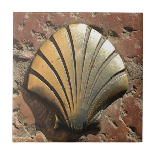 Carreau Signe de coquille d'EL Camino d'or, trottoir,