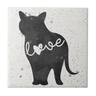 Carreau Silhouette d'aquarelle d'amour de Kitty KAT