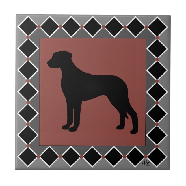 Carreau Silhouette de Rhodesian Ridgeback ArtDeco (Devant)