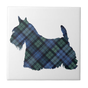Carreau Silhouette de Terrier Écossais Tartan