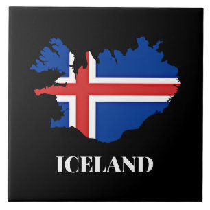 Carreau Silhouette d'Islande, drapeau,