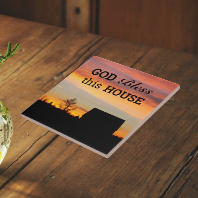 Carreau Silhouette du coucher de soleil de la maison (In Situ)