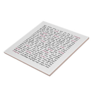 Carreau Simchat Torah - Hebrew Parshiot Cycle juif