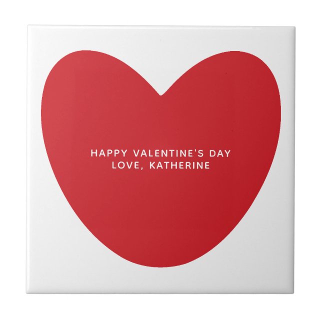 Carreau Simple mignon coeur rouge coutume Saint Valentin (Devant)