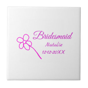 Carreau Simple minimum rose bridesmaid ajouter le nom de l