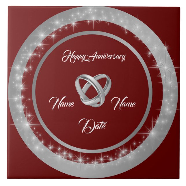 Carreau Simple Wedding Rings Customize Silver Anniversary (Devant)