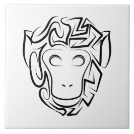 Carreau Singe tribal noir et blanc