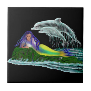 Carreau Sirène avec dauphins