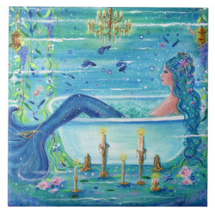 Carreau Sirène dans une baignoire art par Renee Lavoie