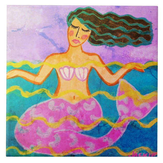 Carreau Sirène d'art Abstraite colorée (Devant)