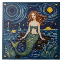 Sirène de nuit Mer Océan Fairytale Bleu foncé