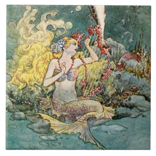 Carreau "Sirène et harpe" de Charles Folkard
