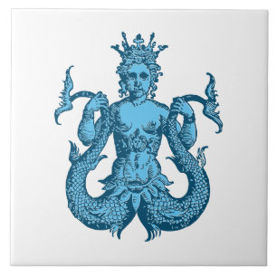 Carreau Sirène marine bleue vintage
