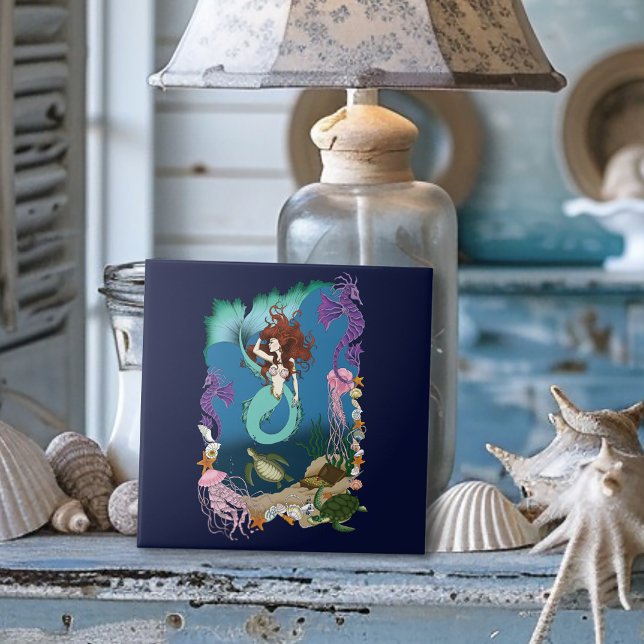 Carreau Sirène Mystique Océan Fantastique Vie Bleue de la  (Créateur téléchargé)
