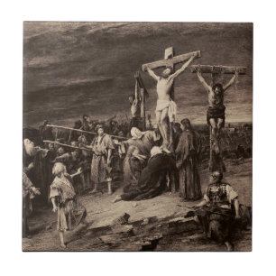 Carreau site du Golgotha et Jésus par Munkacsy