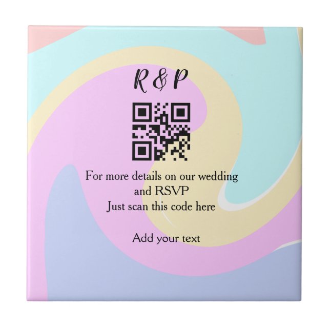 Carreau site web de mariage rsvp q r code ajouter nom text (Devant)