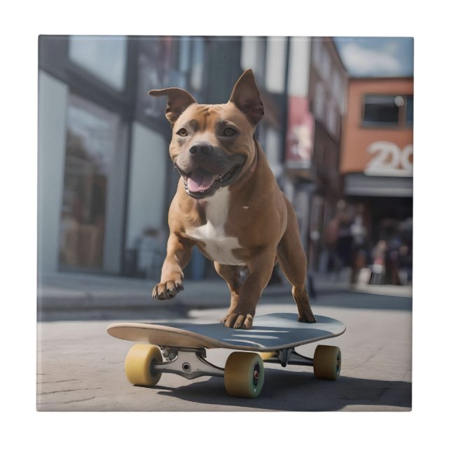 Carreau Skateboard Stunt : Un Staffy en déplacement (Devant)