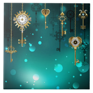 Carreau Skeleton Keys on Green Background