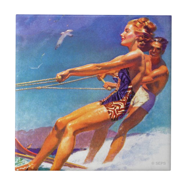 Carreau Skier nautique par McClelland Barclay (Devant)