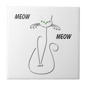 Carreau Slinky Black Cat Meow Meow Texte Personnalisé Yeux