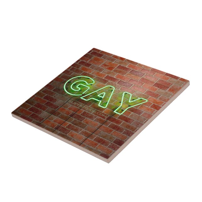 Carreau SlipperyJoe's dynamique néon gay signe vert brique (Côté)