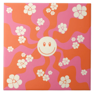 Carreau Smile - rose, orange et crème