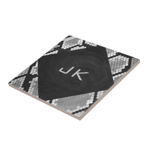 Carreau Snakeskin Gris, blanc et noir Monogramme