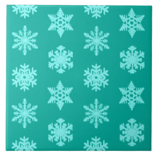 Carreau Snowflakes Ikat - Turquoise et aqua