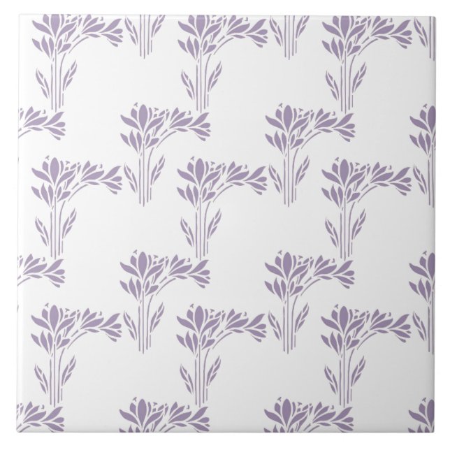 Carreau Soft Lavender Botanical Pattern Tile (Devant)