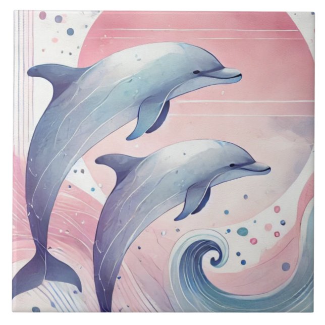 Carreau soft pastel dolphins (Devant)