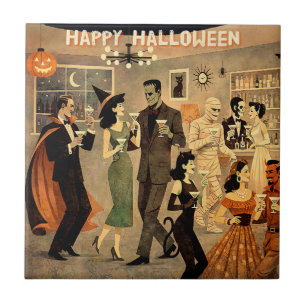 Carreau Soirée Martini Halloween Rétro Milieu de Siècle 40