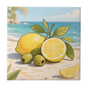 Carreau Soleil Citron Olive Bord de Mer Frais