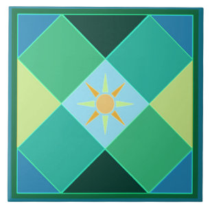 Carreau Soleil Citrus dans le Morroccan bleu vert citron c