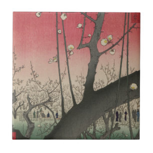 Carreau soleil couchant japonais pruniers arbres