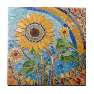 Carreau Soleil d'été brillant Faux Mosaïque Ciel bleu