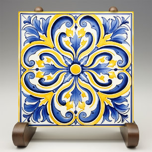Carreau Soleil Majolica Royal Bleu Vibrant Jaune
