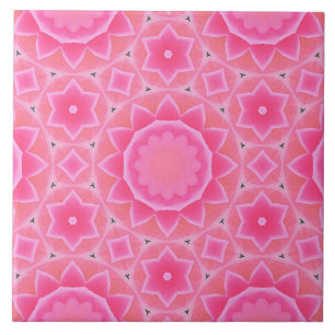 Carreau Soleil rose et étoiles petite fille motif en mosaï
