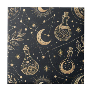 Carreau Sorcelerie céleste - Lune d'or, flacons de potion