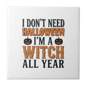 Carreau Sorcière drôle toute l'année Typographie Halloween