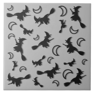 Carreau Sorcière volante entre la moitié de la lune à Hall