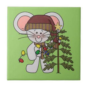 Carreau Souris de Noël décorant l'arbre