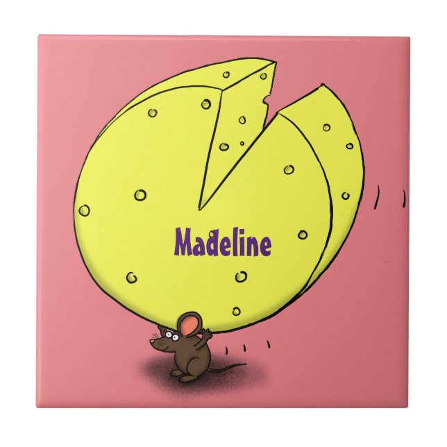 Carreau Souris mignonne avec dessin animé au fromage (Devant)