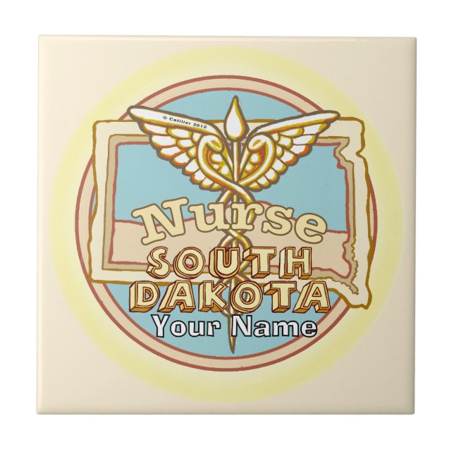 Carreau South Dakota Nurse Caduceus Tile (Devant)