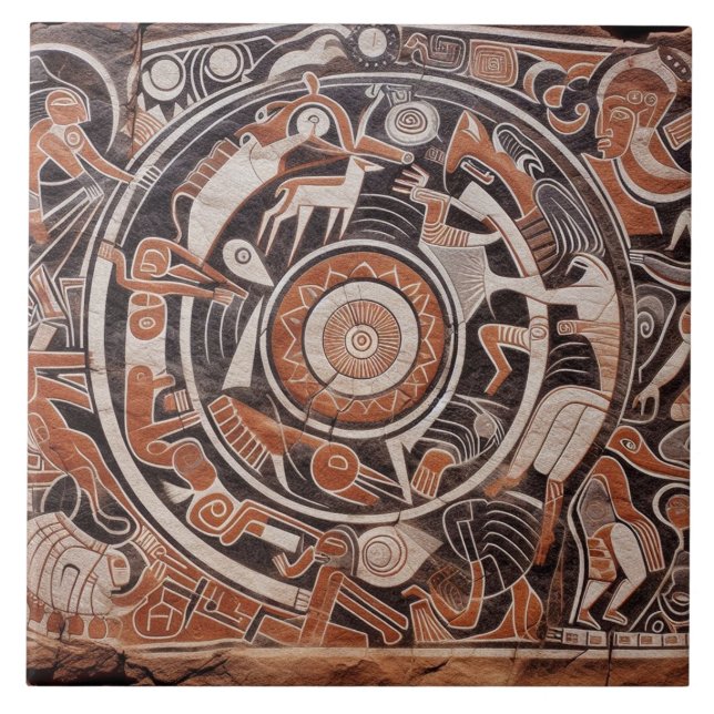 Carreau Southwest Petroglyph Design Animaux Lune Danser (Devant)