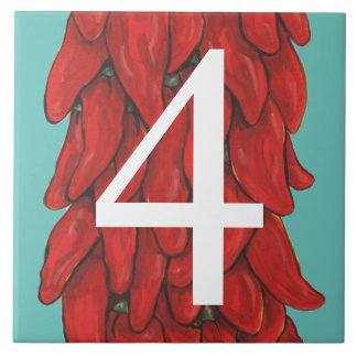 Carreau Southwest Red Chili Pepper House #4 Quatre Turquoi