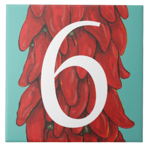 Carreau Southwest Red Chili Pepper House #6 Six Turquoise