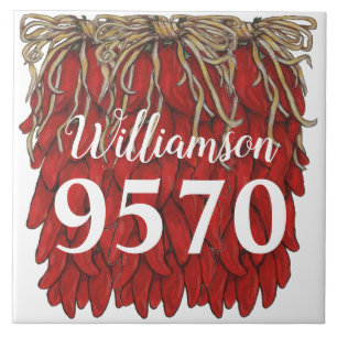 Carreau Southwest Red Chili Pepper Nom personnalisé Adres
